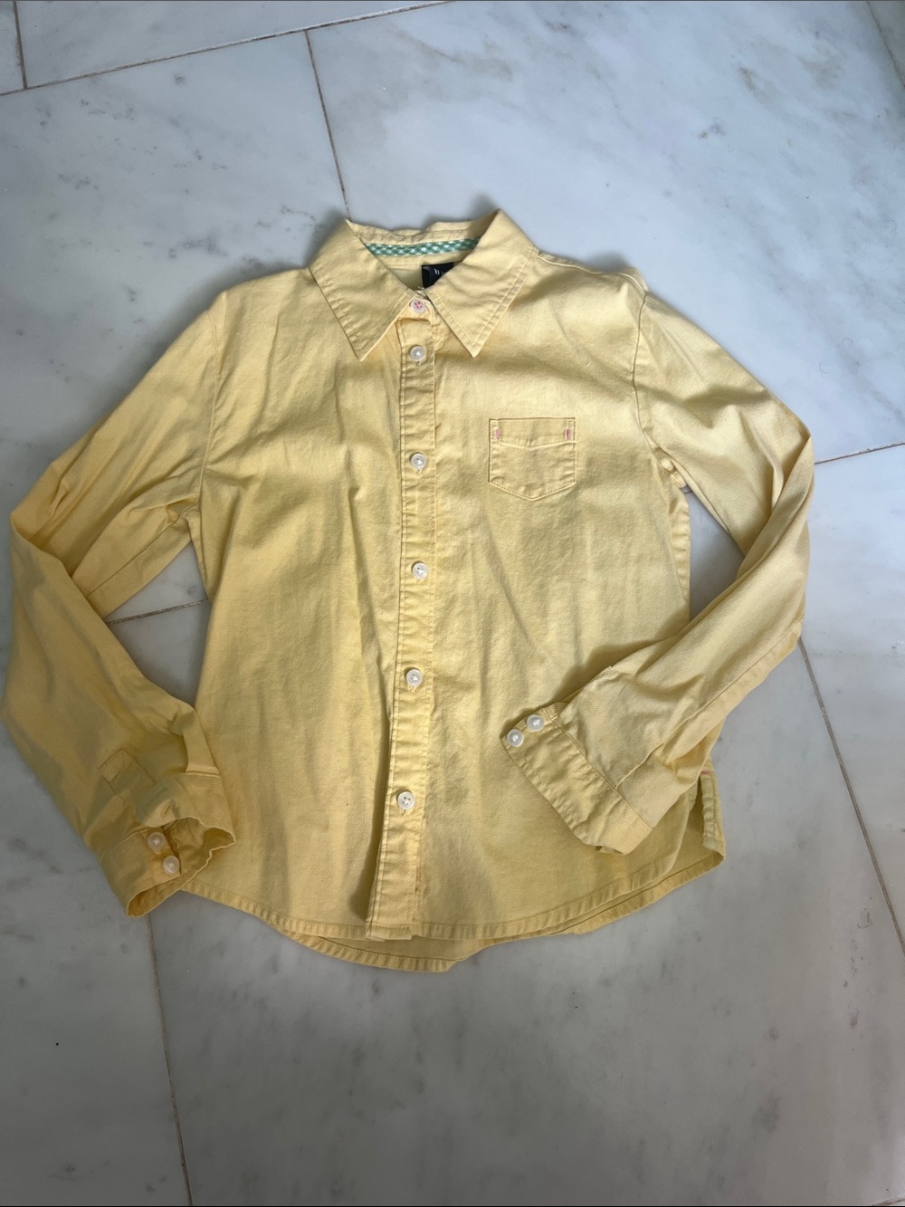 Gap Kids Yellow Button-Up Shirt - Classic Collared Top, 7-8